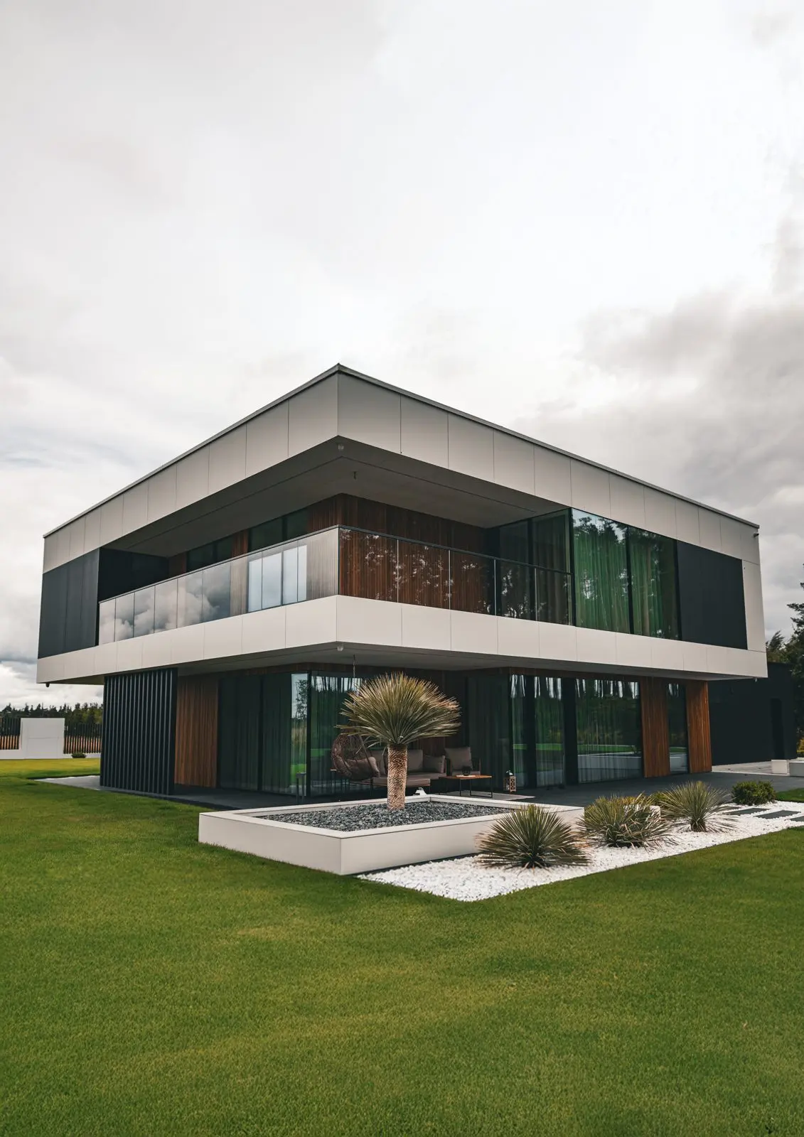 Inspiration, European project overseas: modern house with a tall pivot entry door