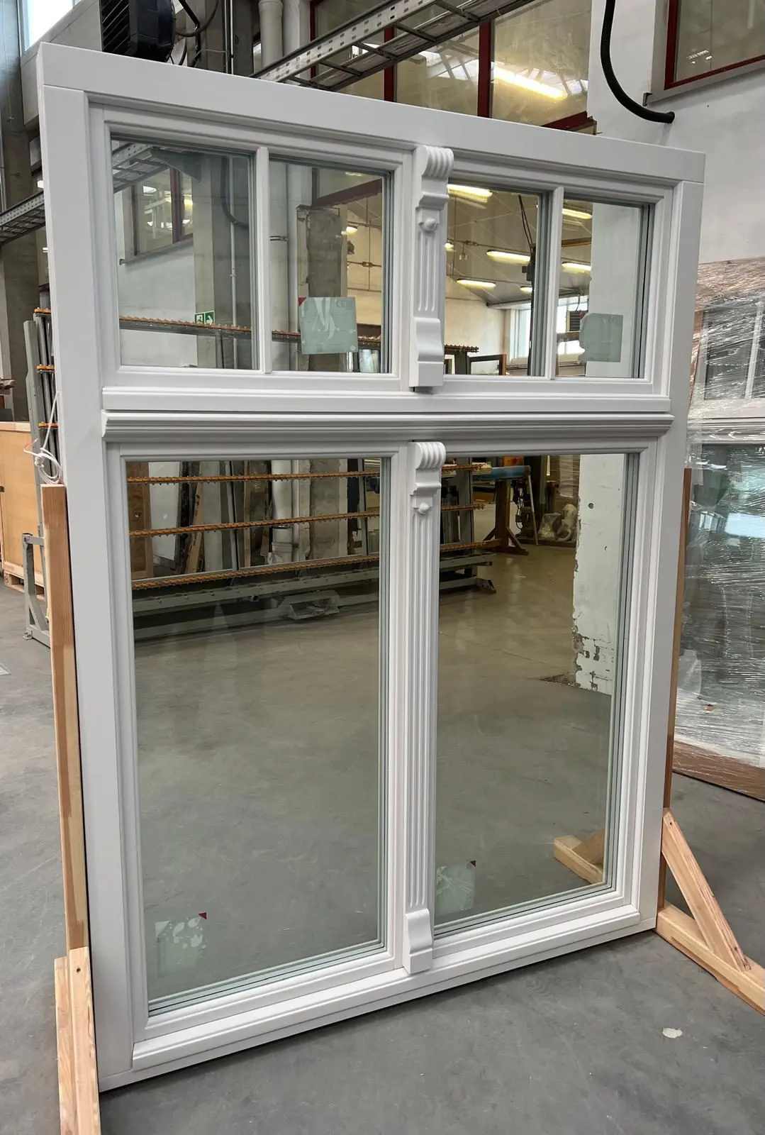 Pair of simulated double-hung windows with muntins