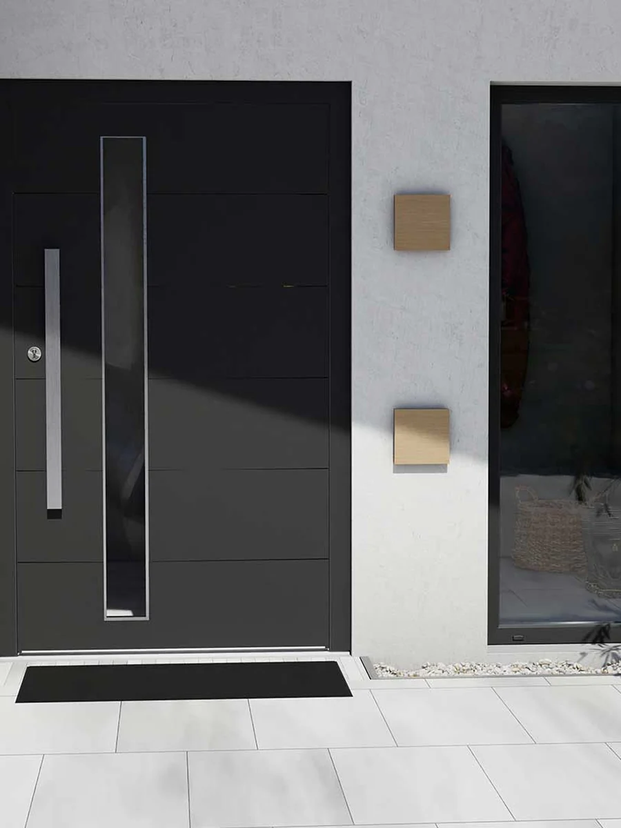 P-700 uPVC entry door, anthracite, with a glass sidelight