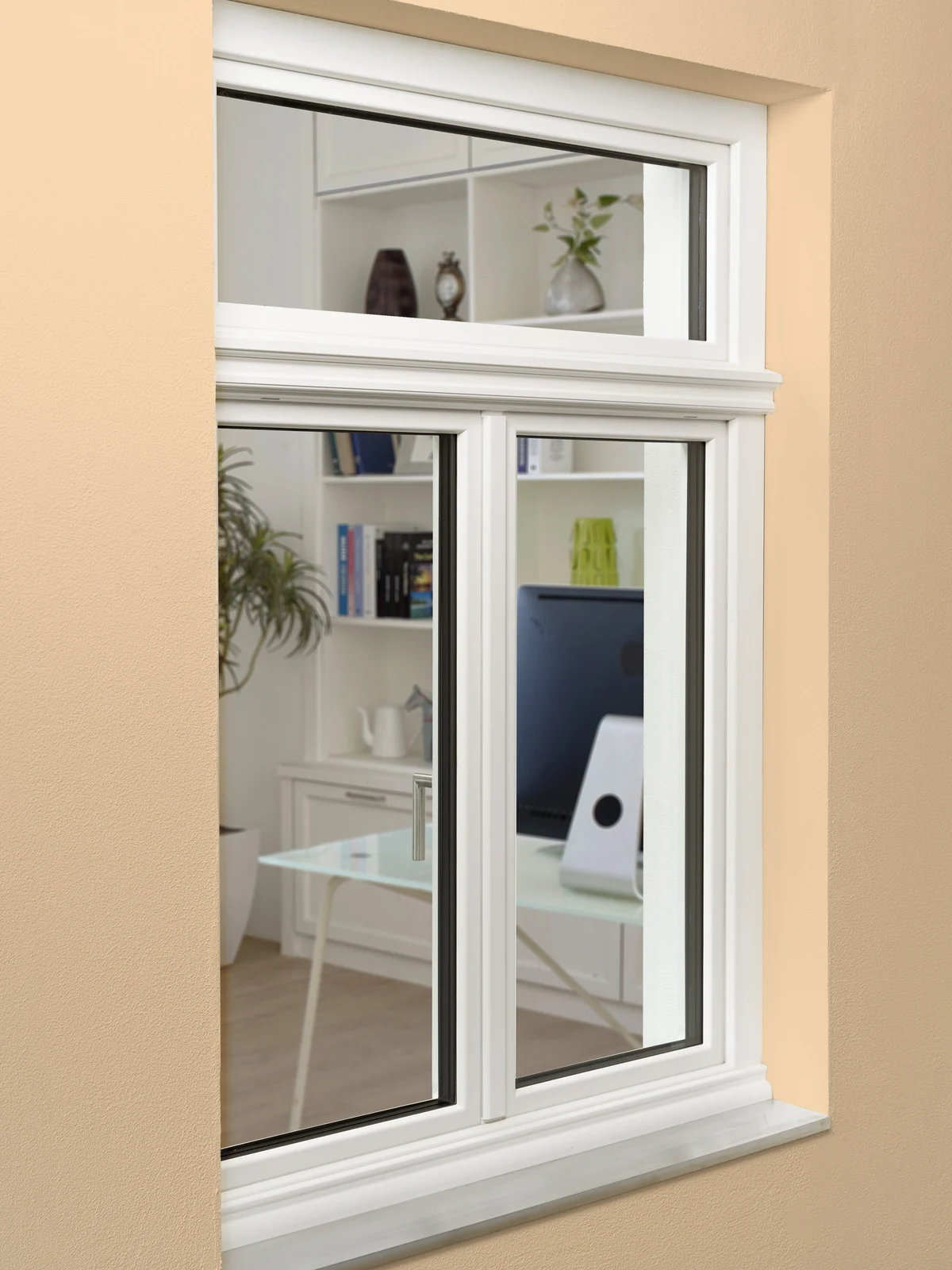 P-700 uPVC window, white, with transom, product view